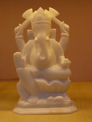 pristine white Sandstone Lord Ganesh idol
